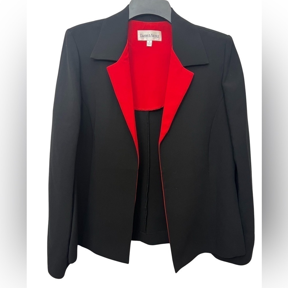 Black & Red Open Front Blazer Jacket